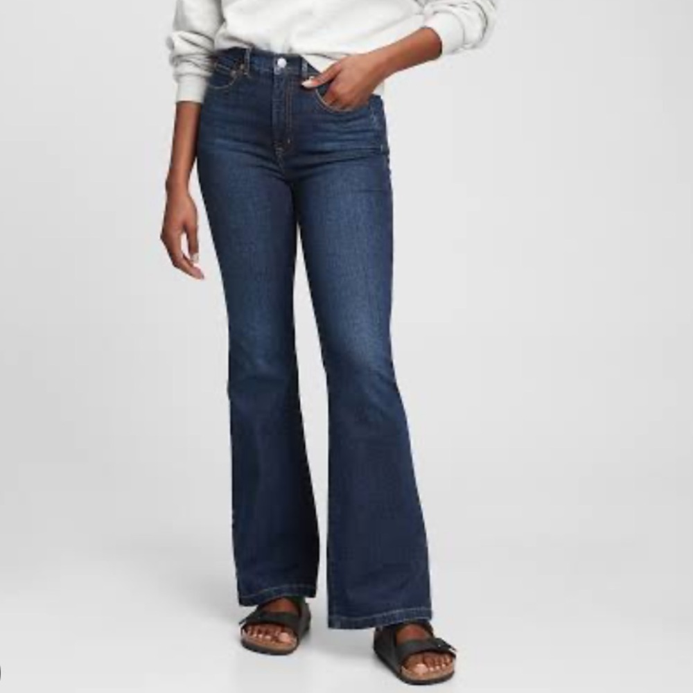GAP Dark Indigo Denim Flare Leg Jeans Size 33S Short NEW